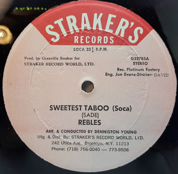 Rebles - Sweetest Taboo / Taboo 12" EP/Single Vinyl (Used)