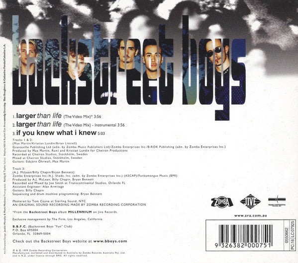 Backstreet Boys - Larger Than Life 3 Track CD Single