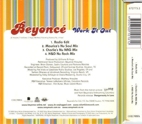 Beyonce - Work It Out 4 Track CD Single