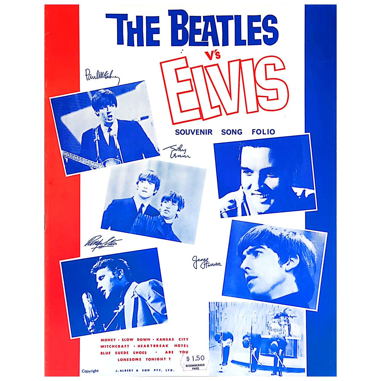 Beatles - Beatles Vs Elvis Souvenir Song Folio Australian Sheet Music Book