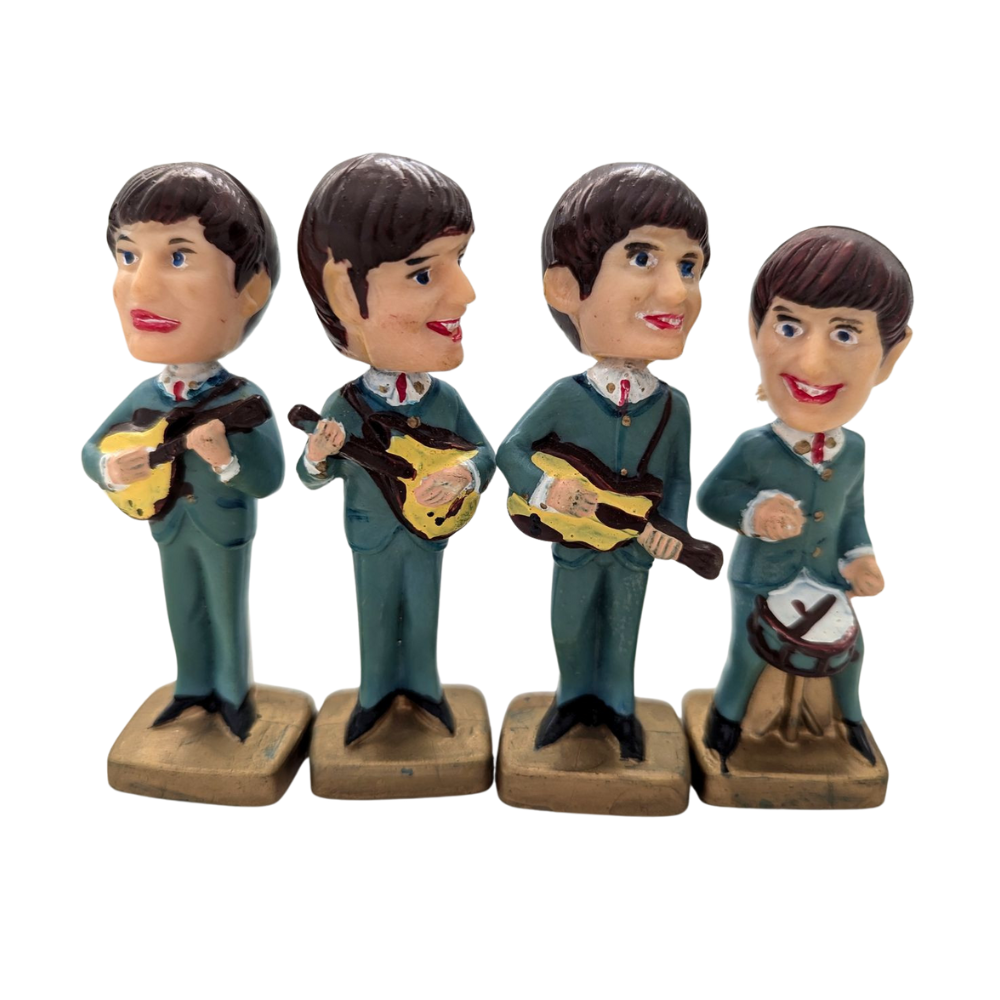 Beatles - 1960s Swingers 4" Set Bobble Heads Nodder Dolls Cake Toppers Collectable Figures (Used)