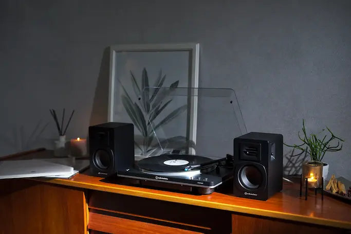Image of Audio Technica Turntable & Speakers