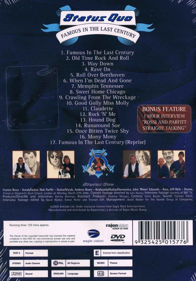 Status Quo – Famous In The Last Century DVD (Used)