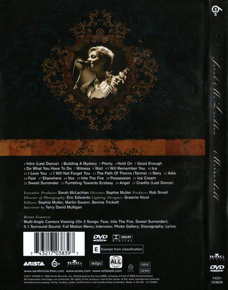 Sarah McLachlan – Mirrorball DVD
