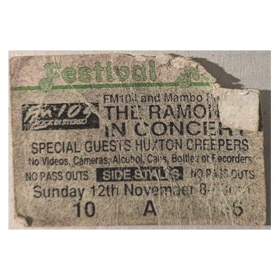 Ramones - In Concert Brain Drain Tour Original Vintage Concert Ticket Row 10