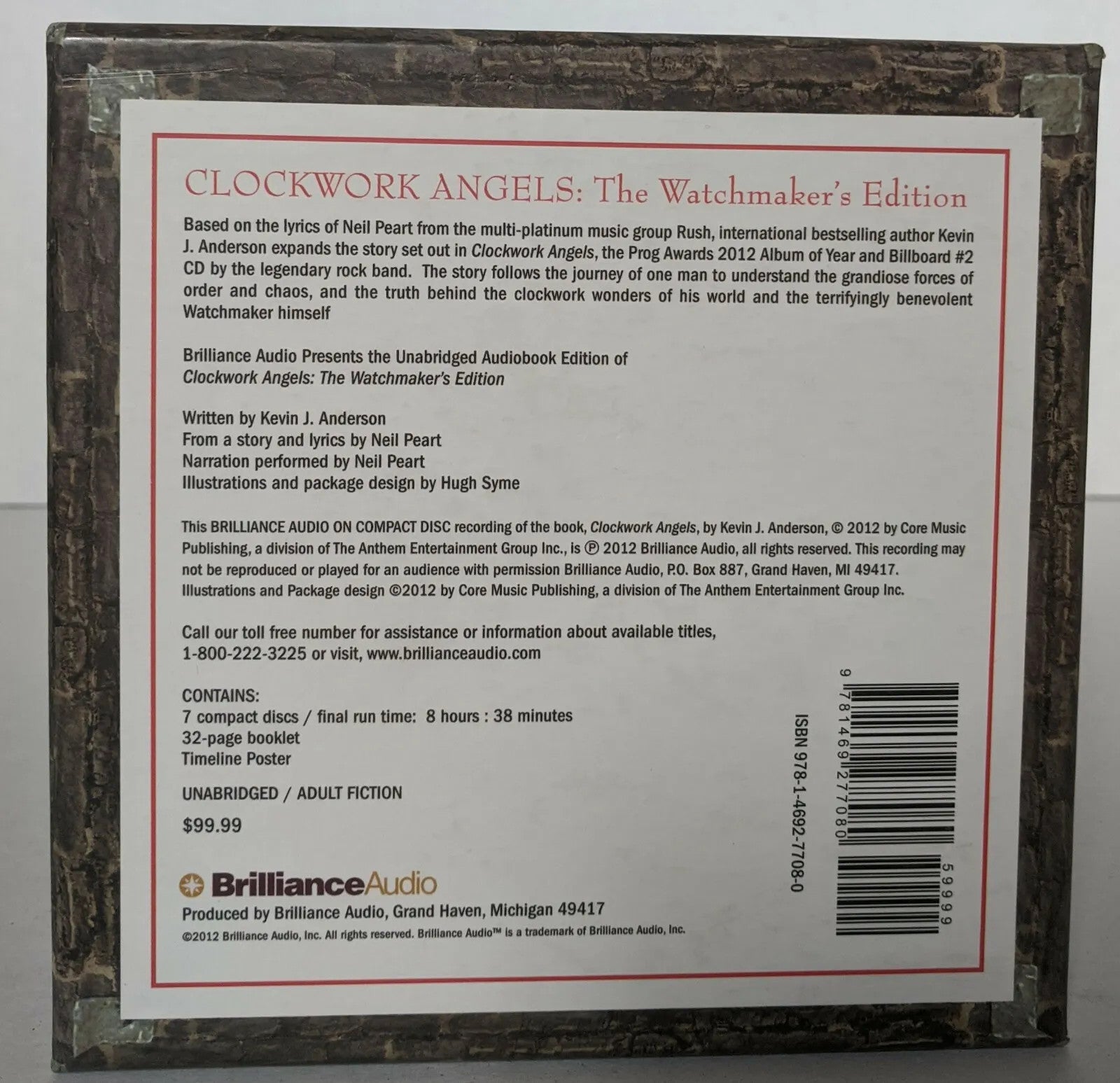 Rush - Clockwork Angels Watchmakers Edition 7CD Audio Book Read by Neil Peart (Used)