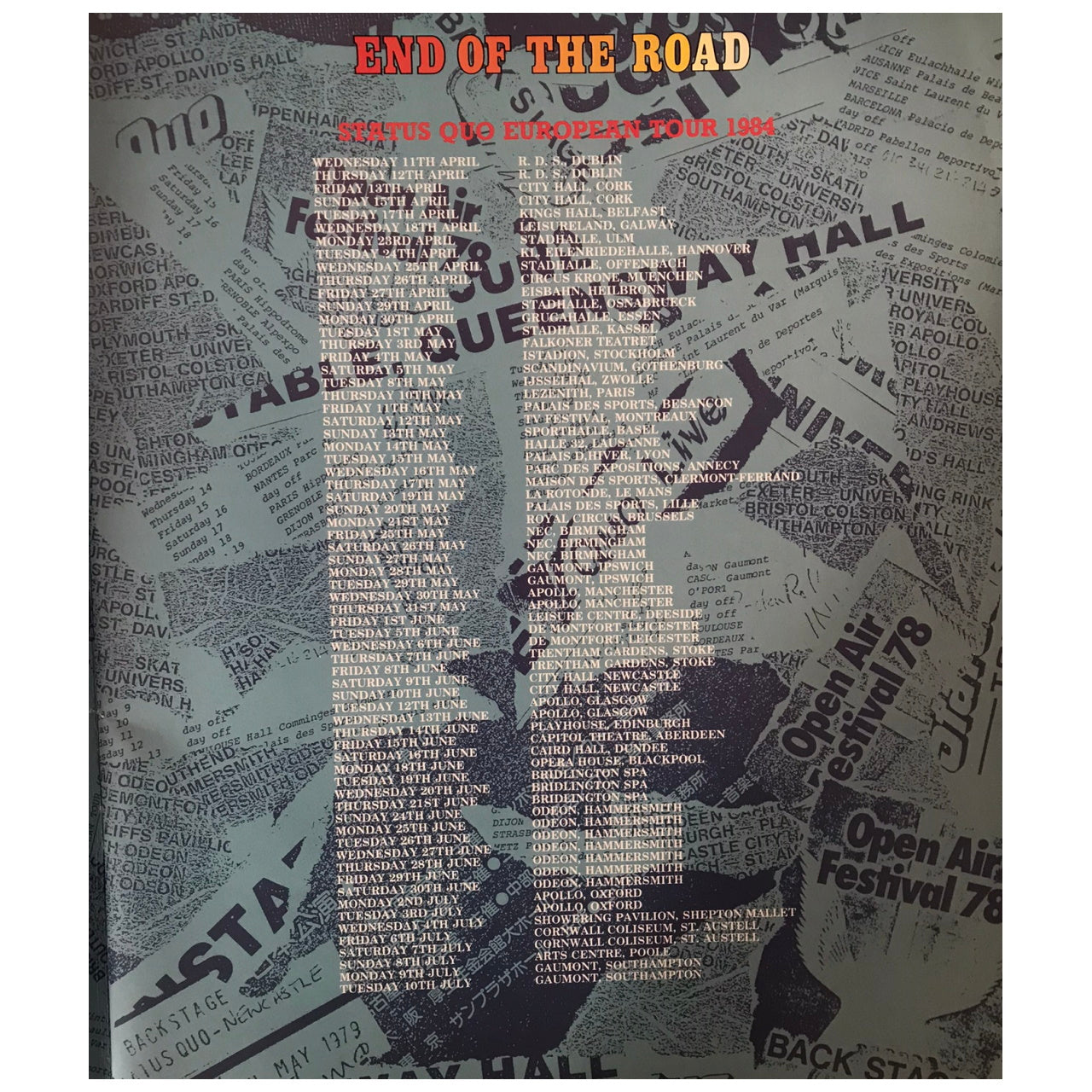 Status Quo - End Of The Road 1984 Europe Original Concert Tour Program With Ticket