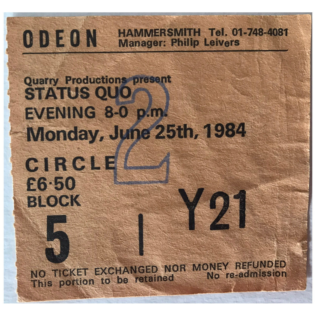 Status Quo - End Of The Road 1984 Europe Original Concert Tour Program With Ticket