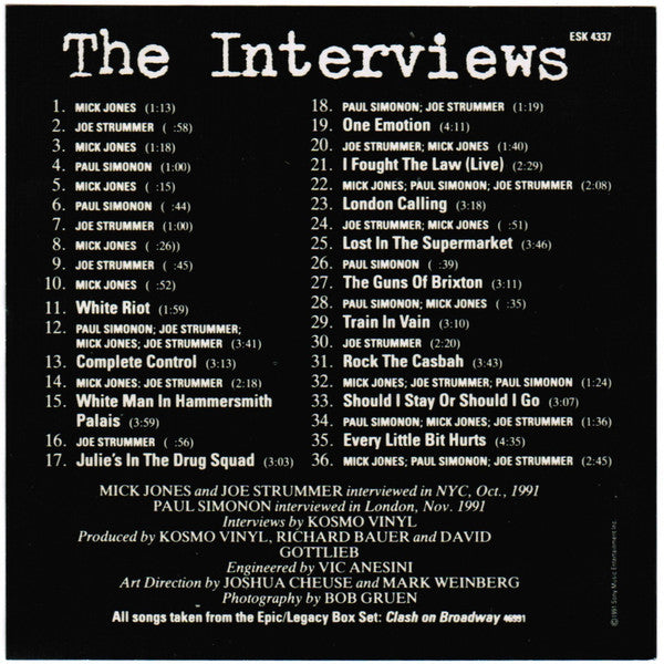 Clash - Clash on Broadway - Interviews Promo CD