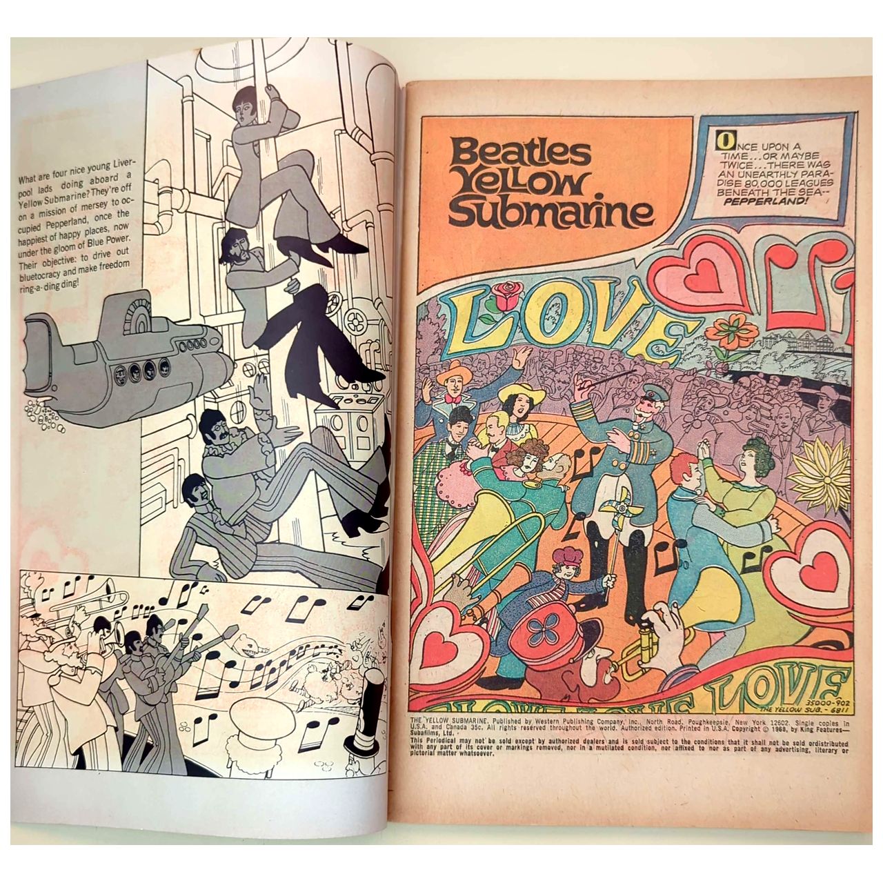 Beatles - 1968 Gold Key Yellow Submarine Comic Book w/ Poster Attached EXCELLENT
