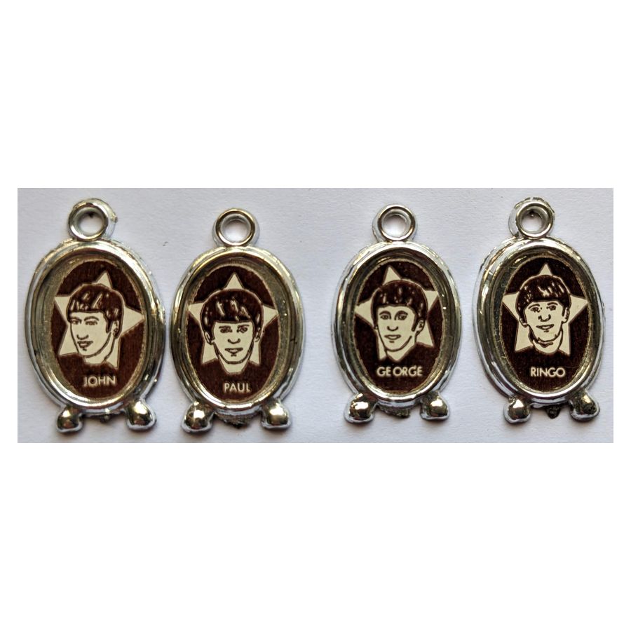 Beatles - Original 1960s USA Complete Set Collectable Silver Oval Gumball Charms