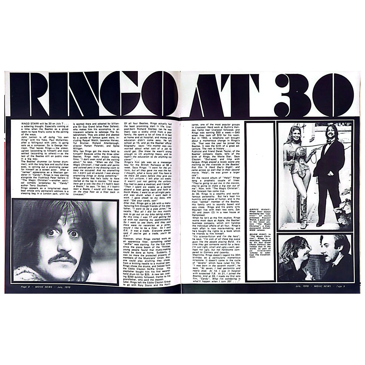 Ringo Starr - Movie News Jul 1970 Vol 6 No 7 Magazine