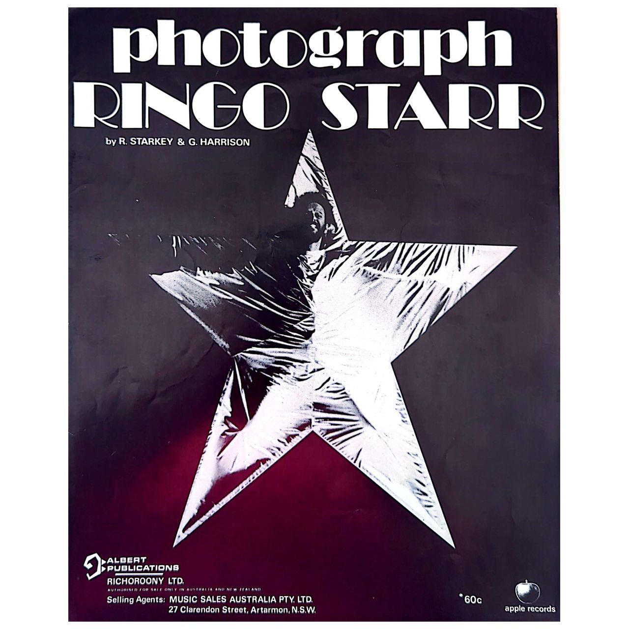 Ringo Starr - Photograph (1973) Australian Sheet Music (Vintage)