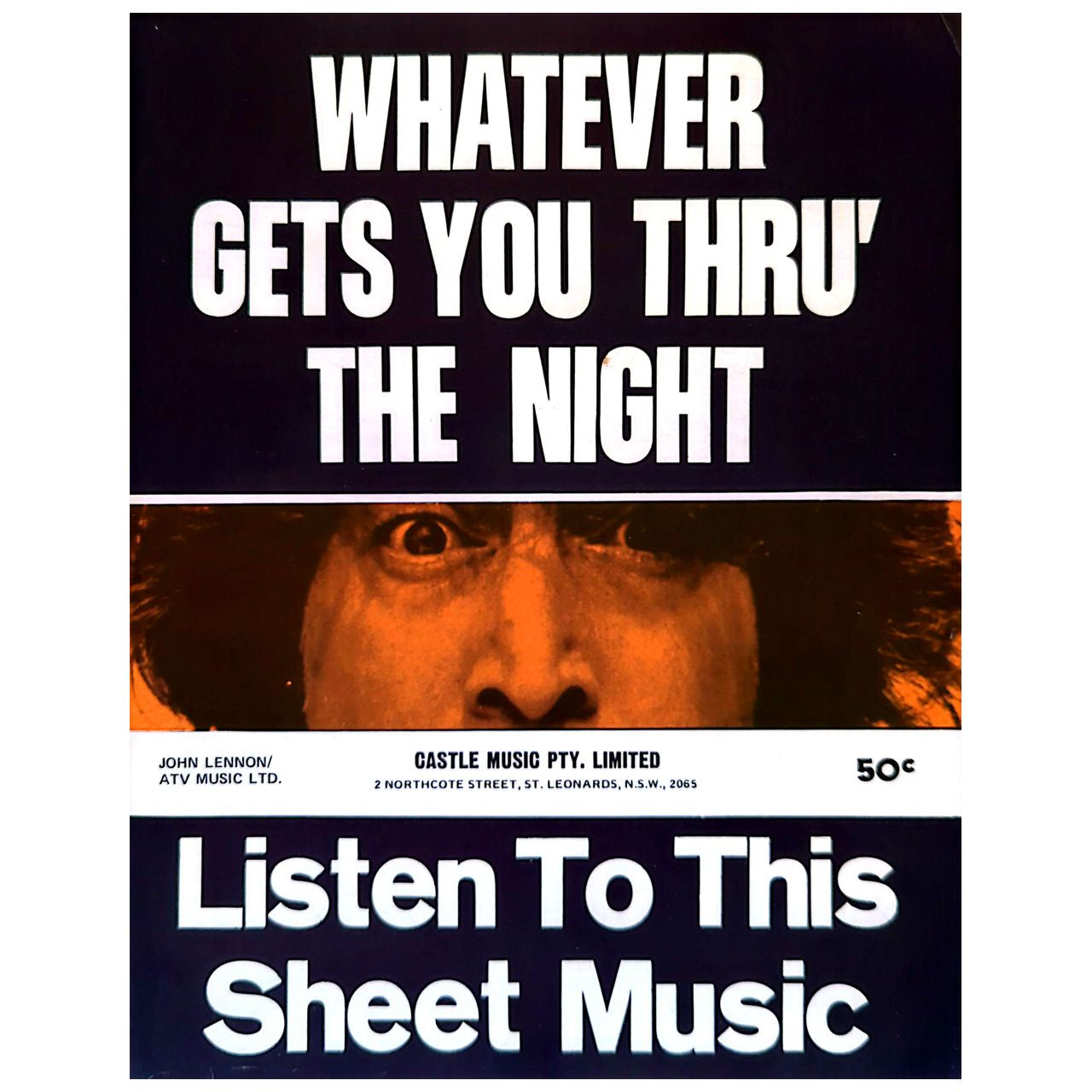 John Lennon - Whatever Gets You Thru' The Night (1974) Australian Sheet Music (Vintage)