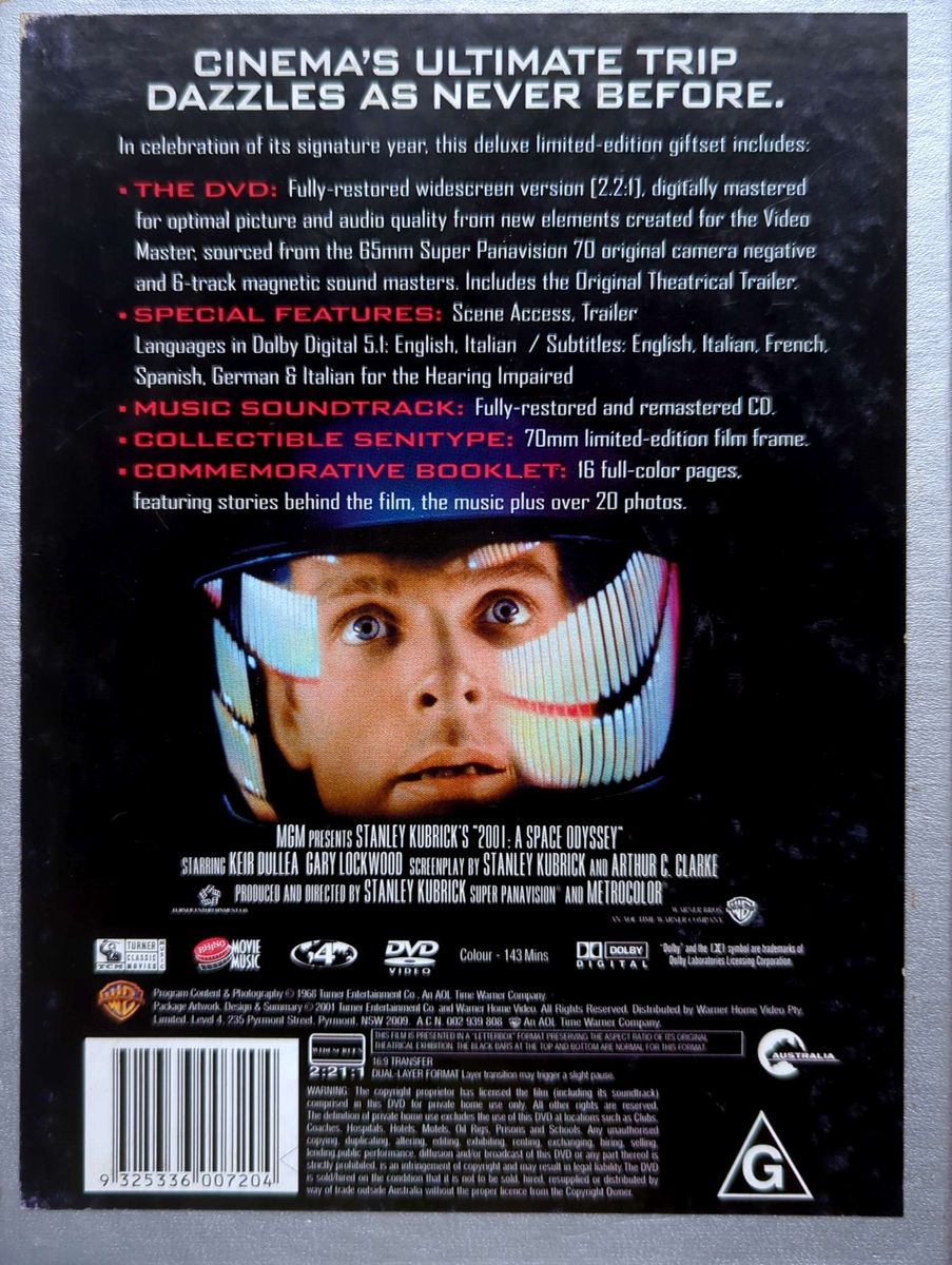 Stanley Kubrick - 2001: A Space Odyssey (1968) Collectors Ltd Ed DVD + CD Soundtrack + Book + Senitype Film Cell Boxset