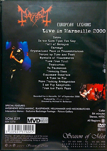 Mayhem – European Legions (Live In Marseille 2000) DVD