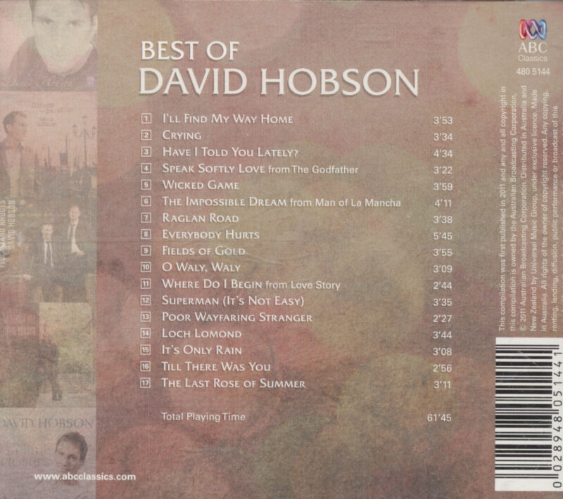 David Hobson - Best Of David Hobson CD