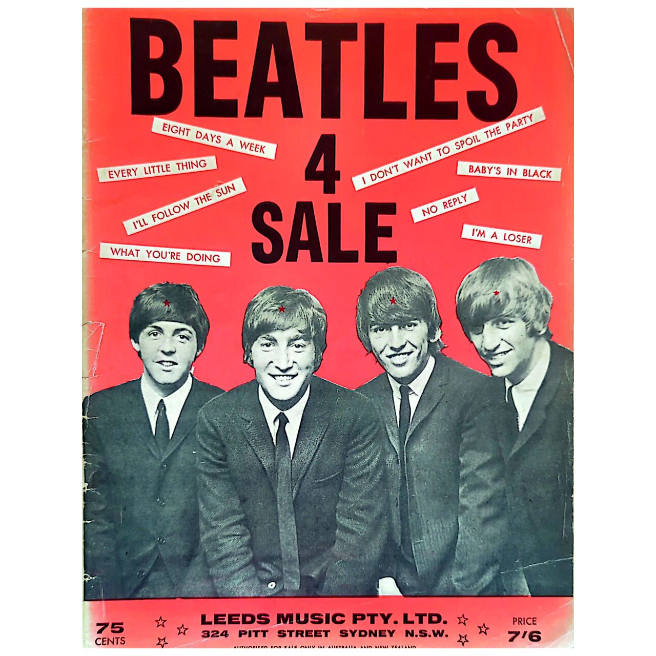 Beatles - Beatles 4 Sale Souvenir Song Album Australian Sheet Music Book (1965)