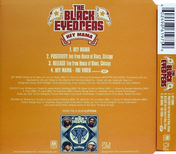 Black Eyed Peas - Hey Mama 3 Track + Video CD Single