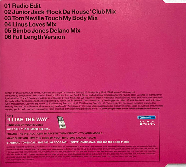 BodyRockers - I Like The Way 6 Track CD Single