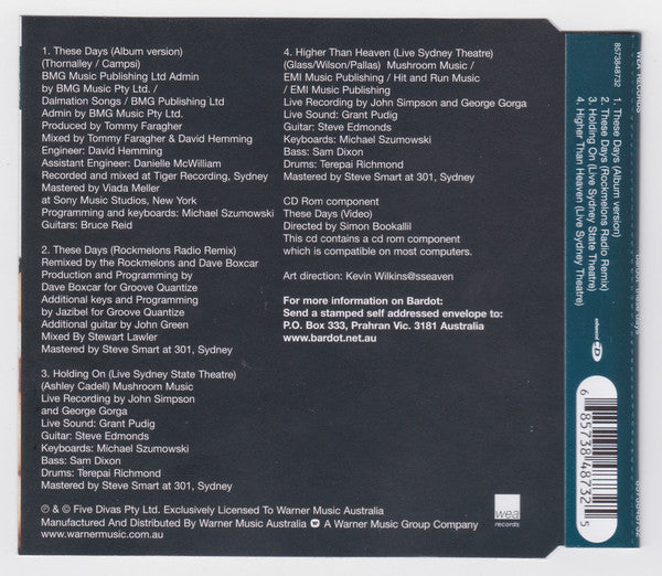 Bardot - These Days (CD1) 4 Track + Video CD Single