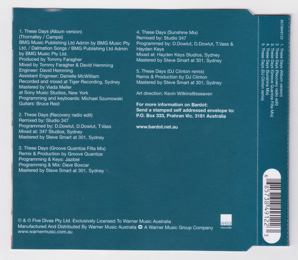 Bardot - These Days (The Remixes) (CD2) 5 Track CD Single