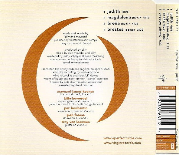A Perfect Circle - Judith 4 Track CD Single
