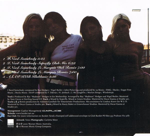 Bardot - I Need Somebody 5 Track CD Single