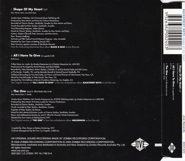 Backstreet Boys - Shape Of My Heart 3 Track CD Single