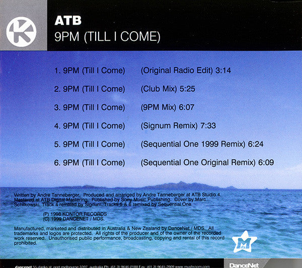 ATB - 9PM (Till I Come) 6 Track CD Single