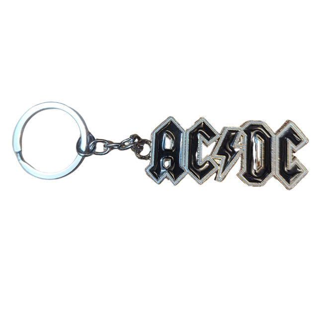 AC/DC -Black and Silver Logo Keychain