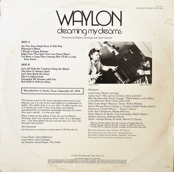 Waylon Jennings - Waylon Dreaming My Dreams Vinyl LP (Used)