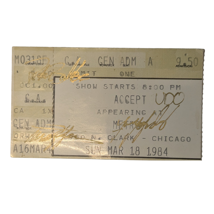 Accept - Balls To The Wall Tour 1984 Original Vintage Concert Ticket Signed