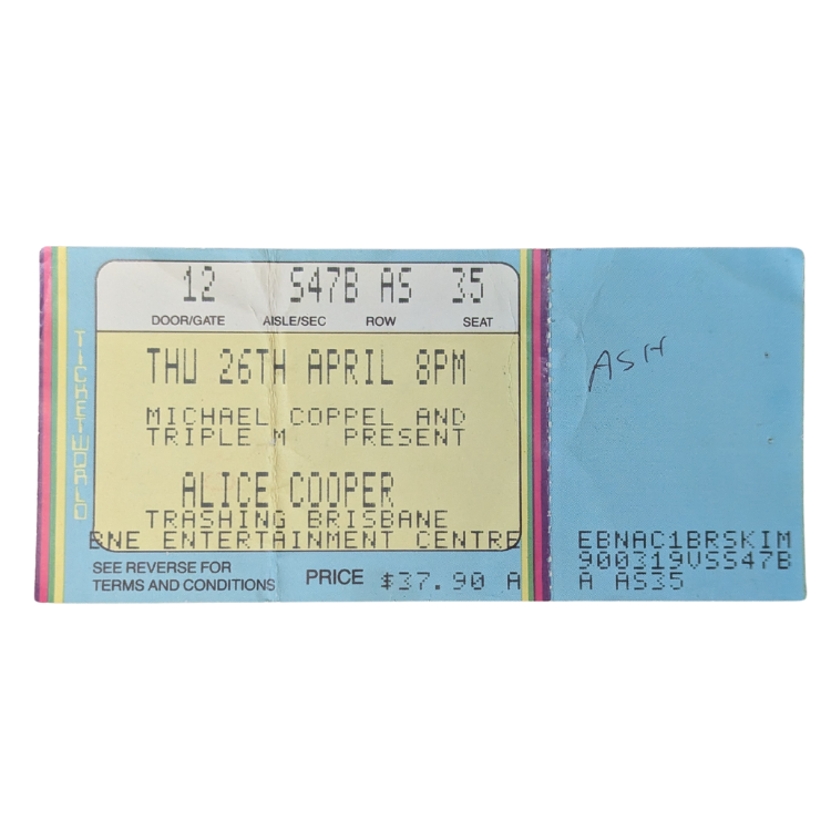Alice Coooper - Trashes The World Tour 1990 Original Vintage Concert Ticket