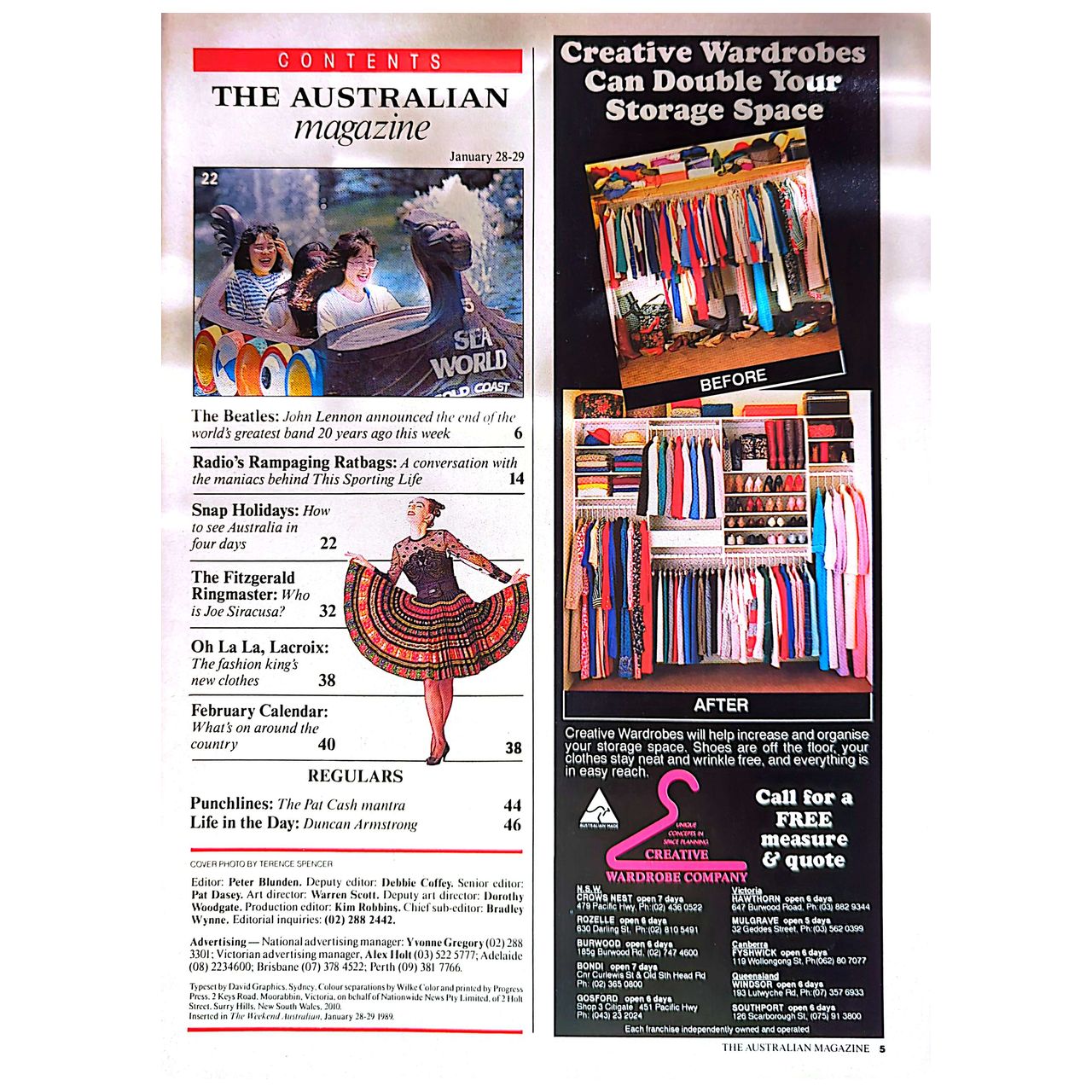 Australian - Beatles Day The Music Died Magazine Jan 28-29 1989