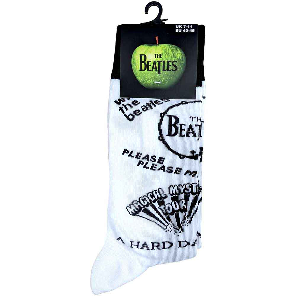 Beatles - Albums Monochrome Unisex White Size 7-11 Socks