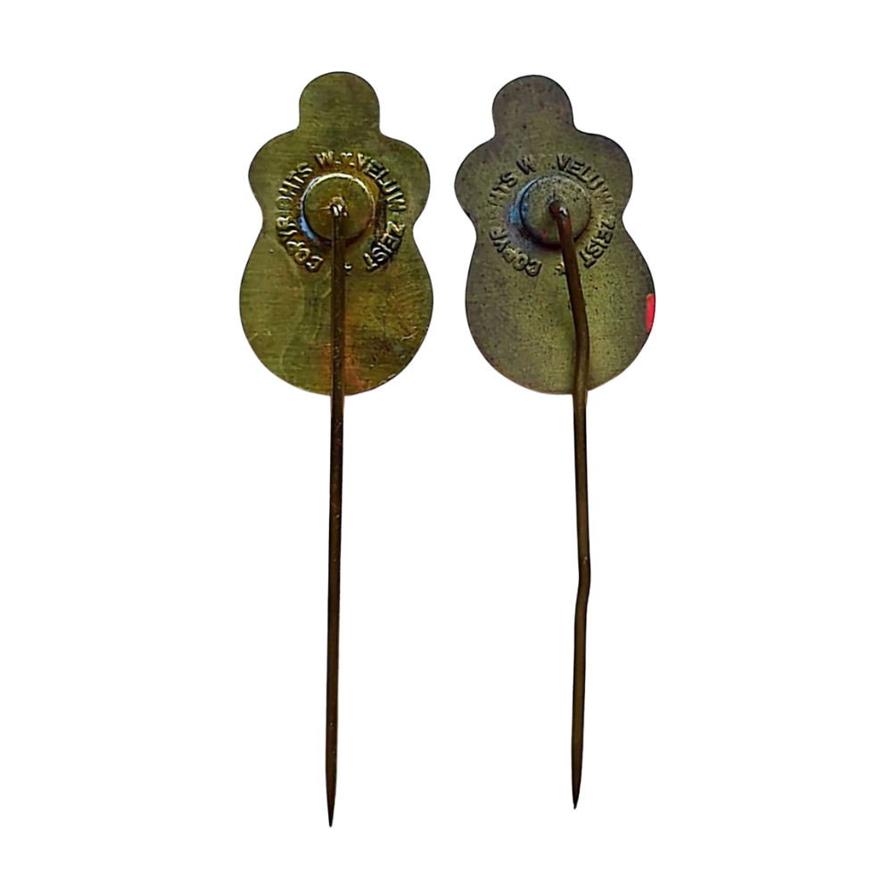 Beatles - 2 x Original 1960s Netherlands/Holland Red & Black Brass Collectable Pins (Used)