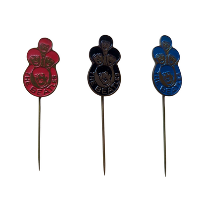Beatles - 3 x Original 1960s Netherlands/Holland Red, Blue & Black Brass Collectable Pins (Used)