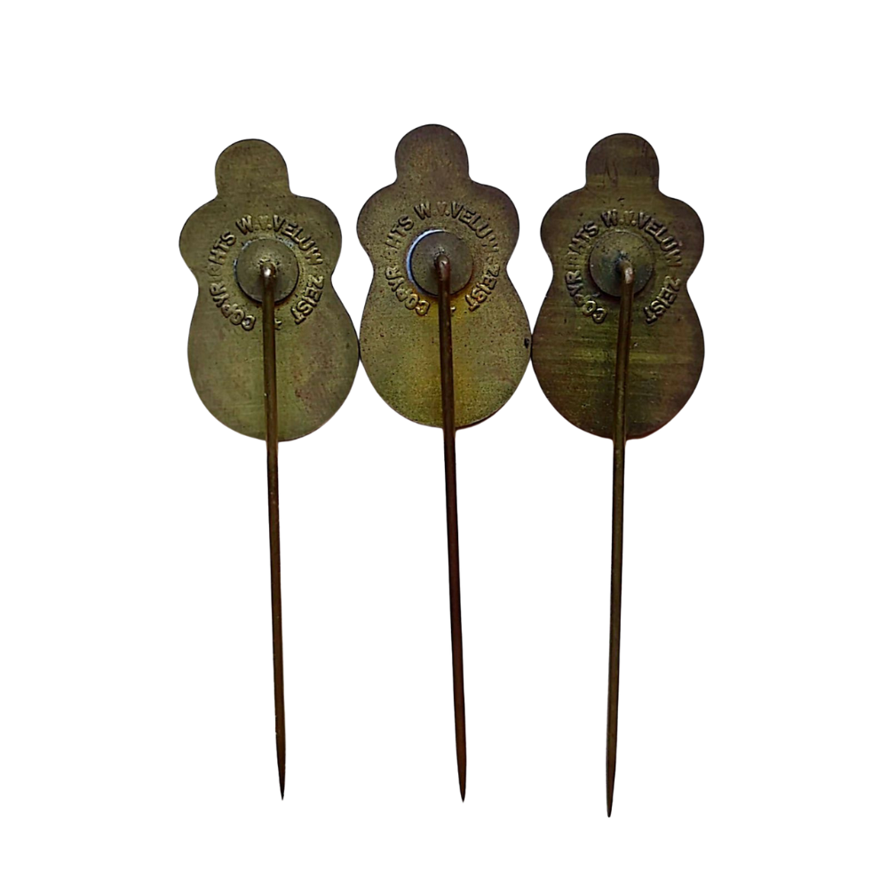 Beatles - 3 x Original 1960s Netherlands/Holland Red, Blue & Black Brass Collectable Pins (Used)