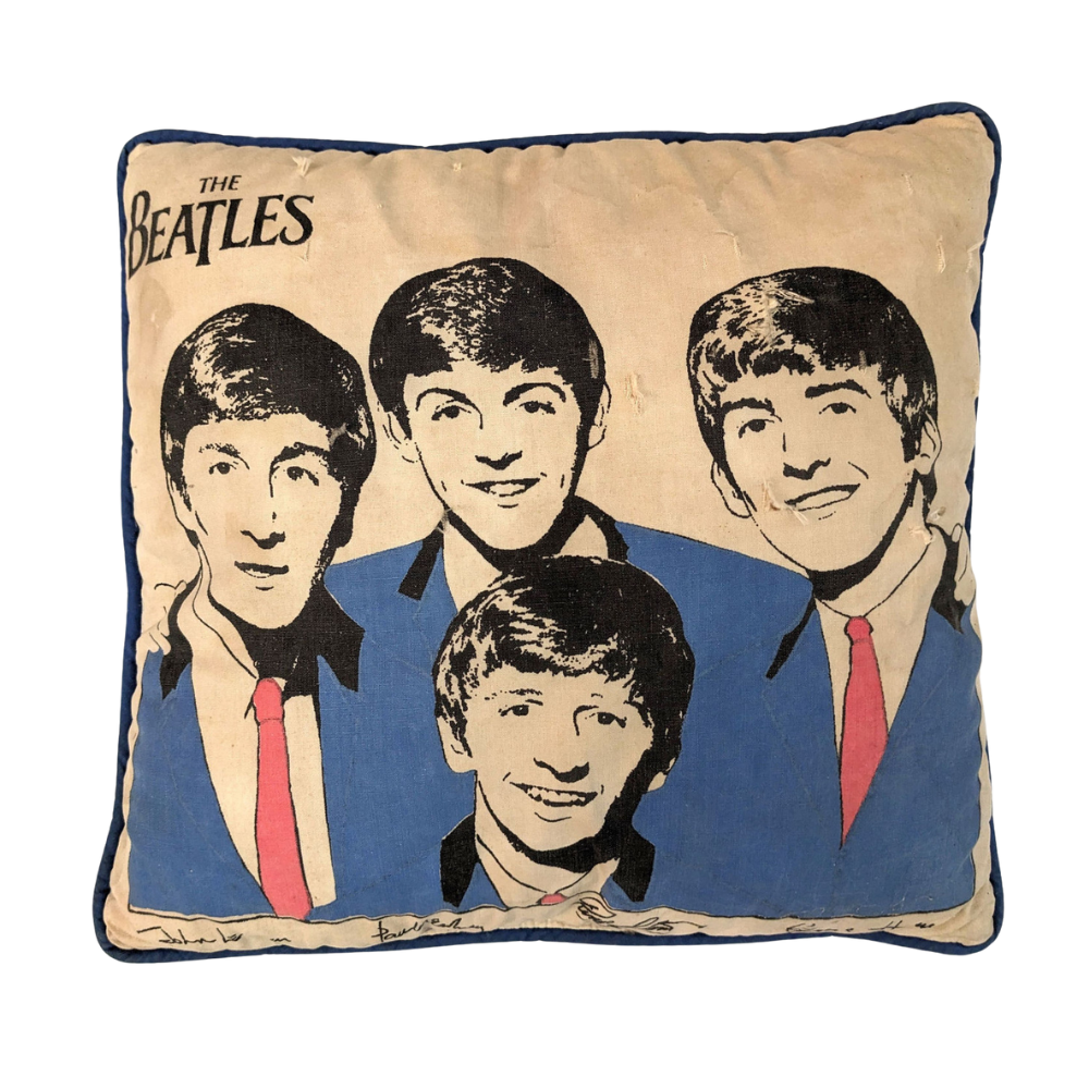 Beatles - Original 1964 Nordic House Pillow With Blue Back
