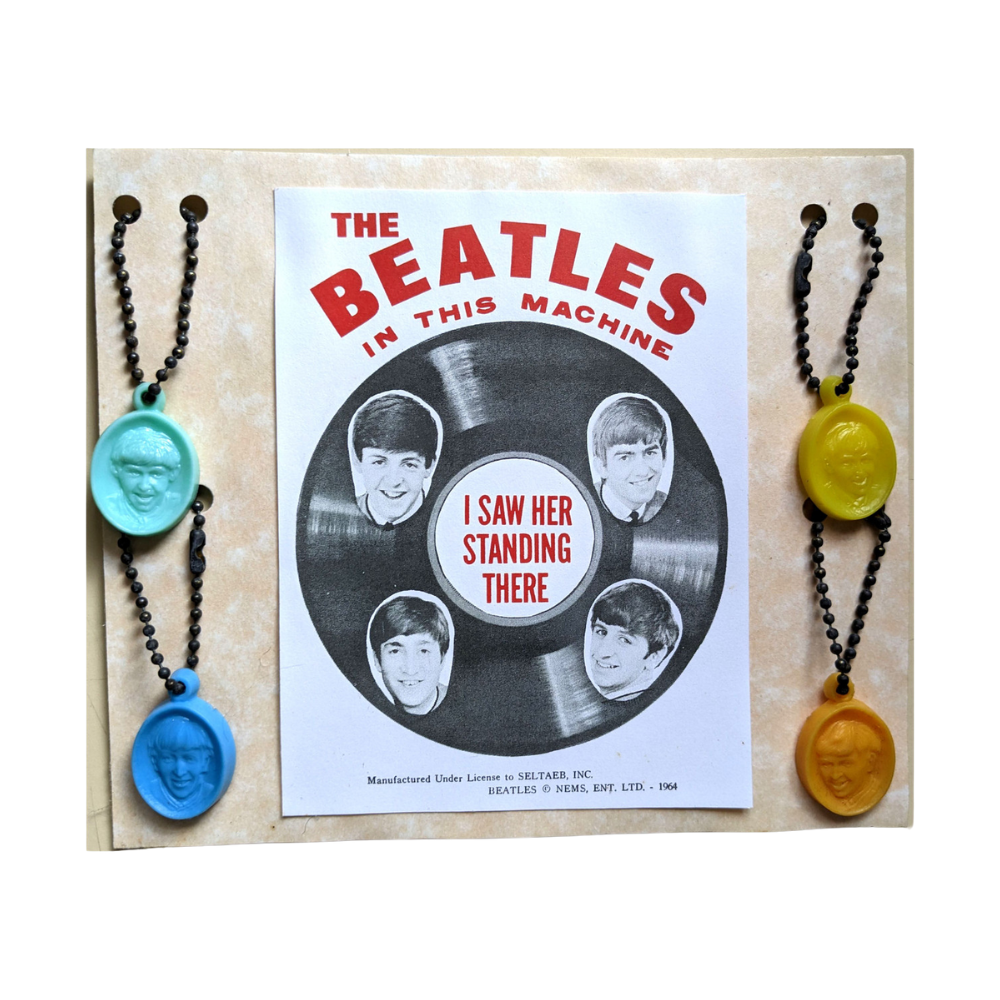 Beatles - 1960s Set Of 4 The Beatles In This Machine I Saw Her Standing There Gumball Charms/Keychains
