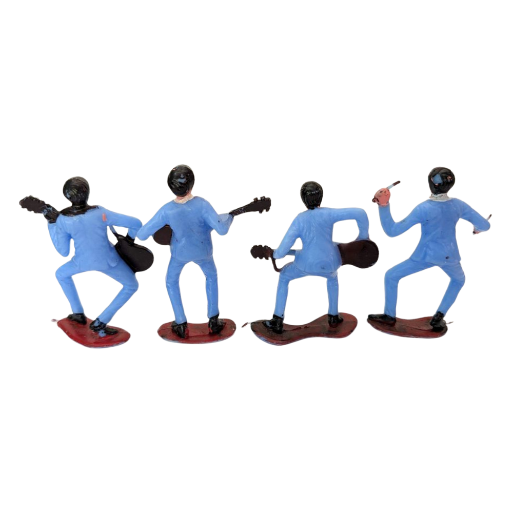Beatles - Original 1960s Complete Set 4 Blue Plastic Cake Toppers/Figures