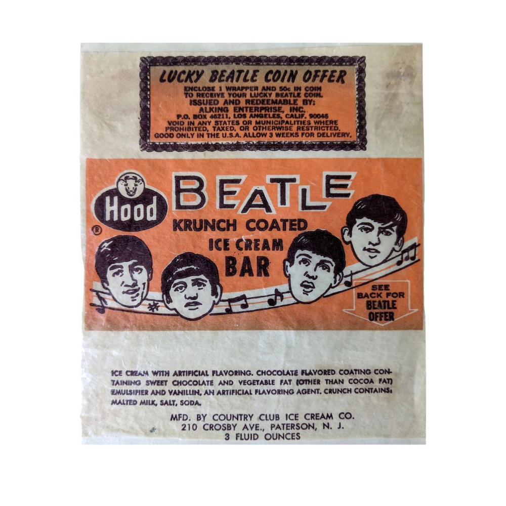 Beatles - Original 1960s Hood Krunch Coated Ice Cream Bar Wrapper