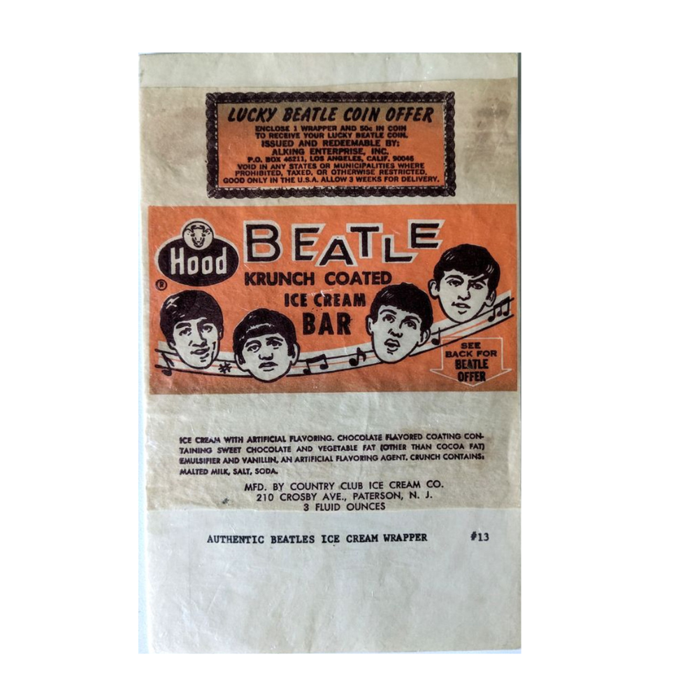 Beatles - Original 1960s Hood Krunch Coated Ice Cream Bar Wrapper