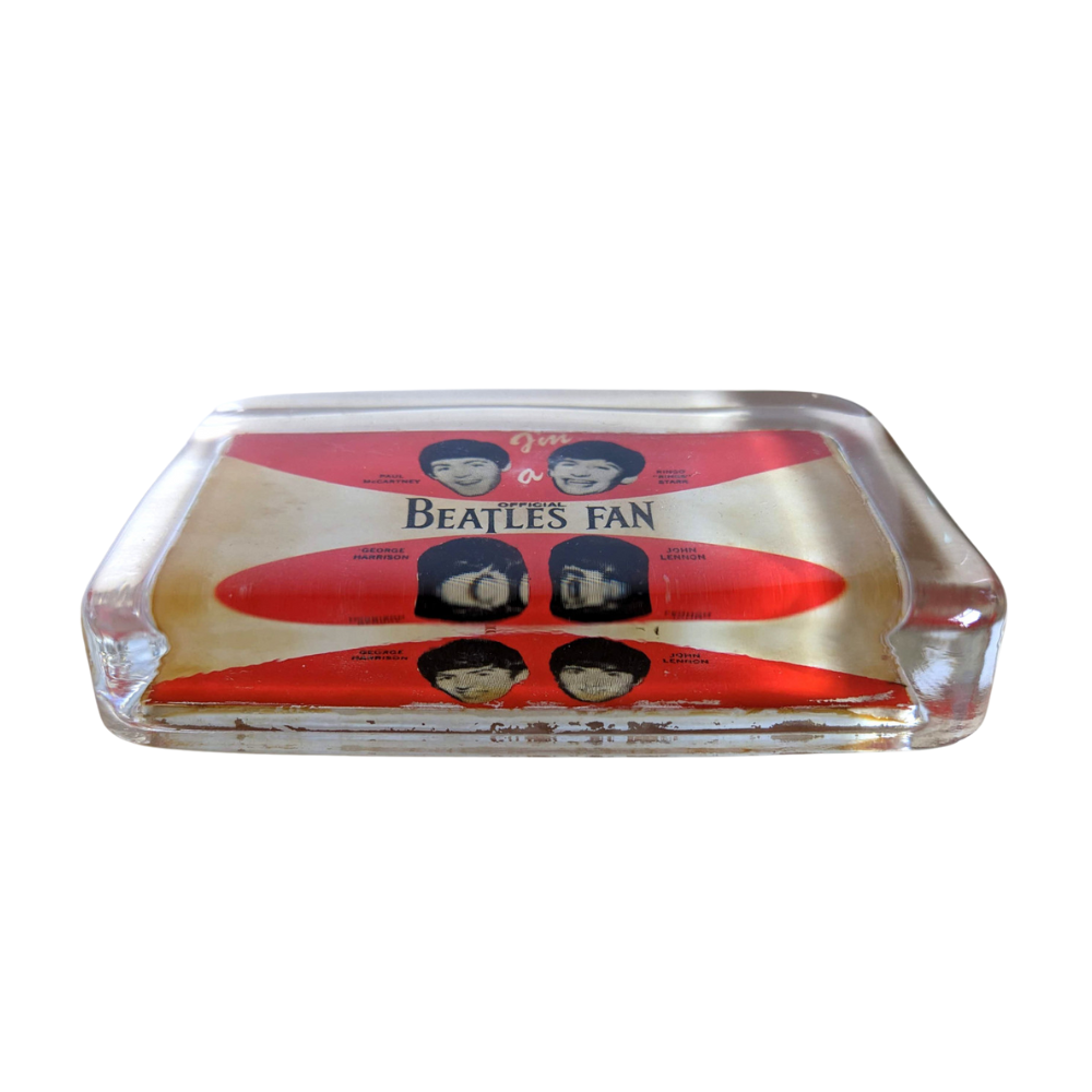 Beatles - Original 1960s I'm A Official Beatles Fan Glass Paperweight