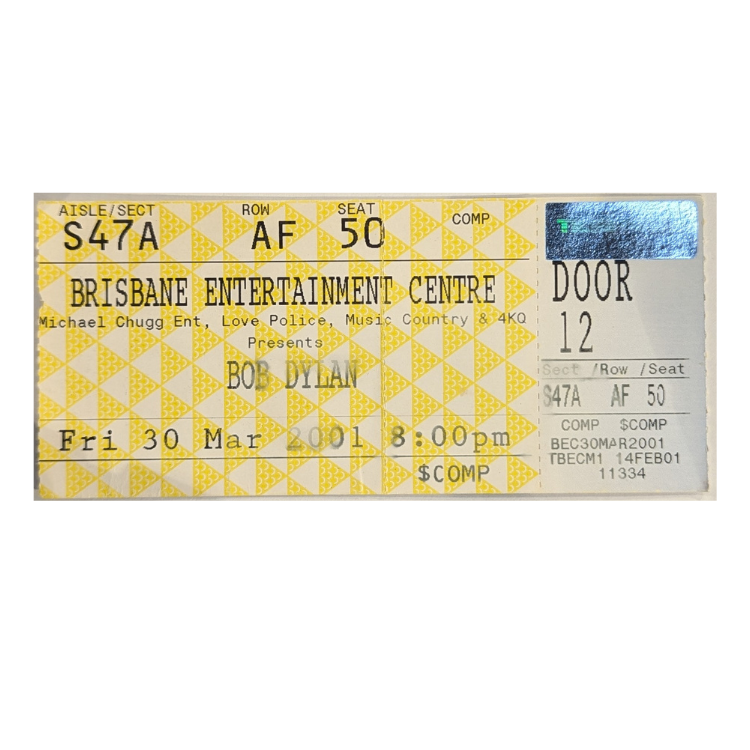 Bob Dylan - Never Ending Tour 2001 Original Vintage Concert Ticket