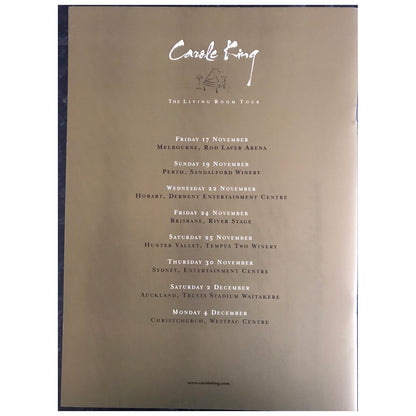 Carole King - The Living Room Tour 2006 Australia & New Zealand Original Concert Tour Program