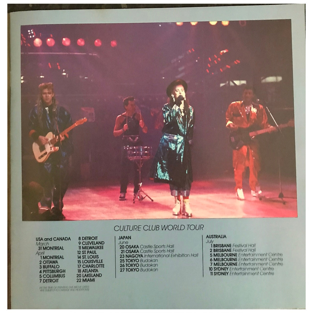 Culture Club - A Kiss Across The Ocean 1984 Original Concert Program With Concert Ticket