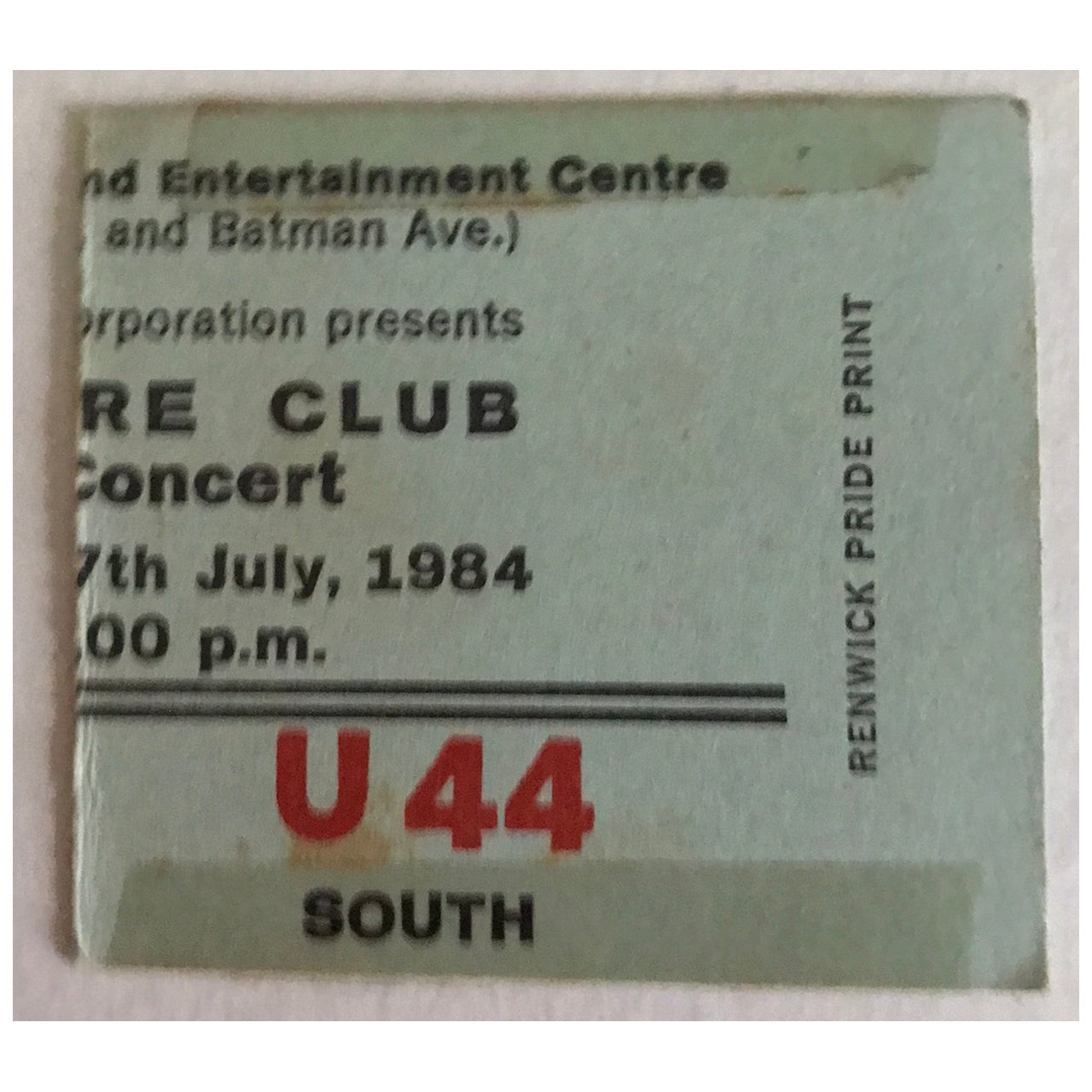 Culture Club - A Kiss Across The Ocean 1984 Original Concert Program With Concert Ticket