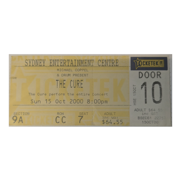 Cure - Dream Tour 2000 Original Vintage Concert Ticket